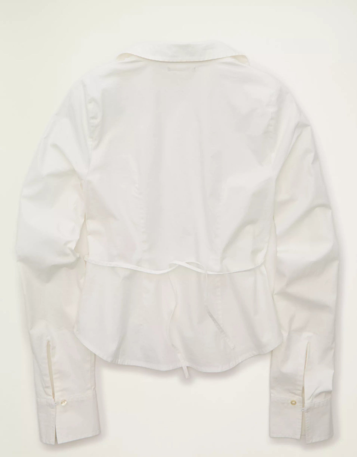 Tailored Collared Stretch Poplin Button‑Front Long‑Sleeve Shirt