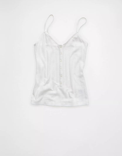 Fitted Henley‑Style Button‑Front Ribbed Women’s Camisole
