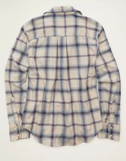 Vintage‑Inspired Plaid Flannel Snap‑Front Long‑Sleeve Casual Shirt